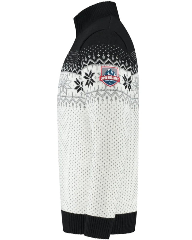 Norwegian Mens Pullover Merino Lusekofte, White/Black