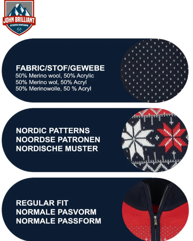 Norwegian Mens Pullover Merino Lusekofte, red/navy