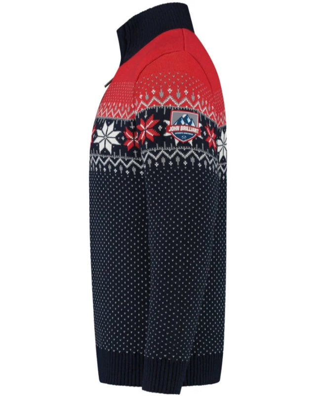 Norwegian Mens Pullover Merino Lusekofte, red/navy