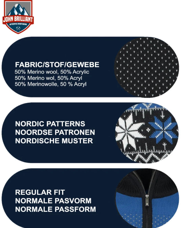 Norwegian Mens Pullover Merino Lusekofte, blue/black