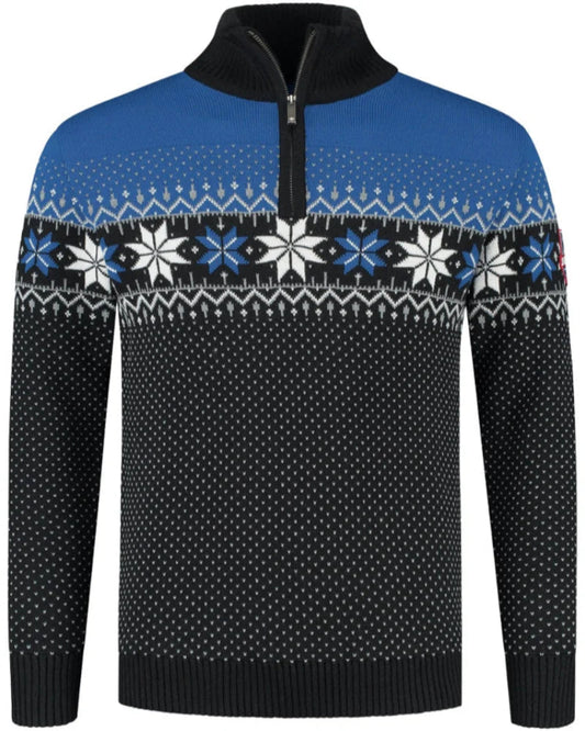 Norwegian Mens Pullover Merino Lusekofte, blue/black