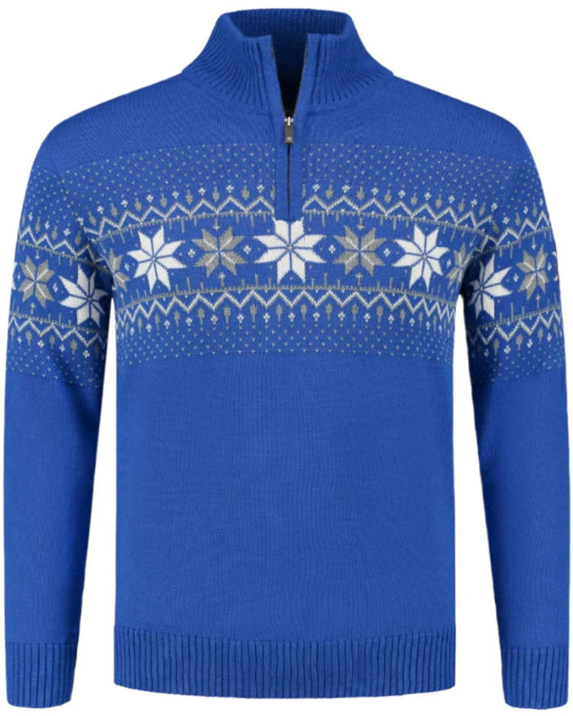 Norwegian Mens Pullover Merino, cobalt blue