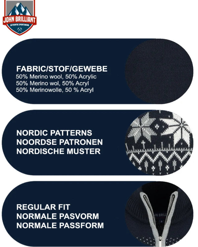 Norwegian Mens Pullover Merino, darkblue
