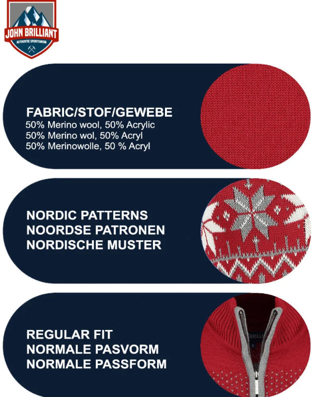 Norwegian Mens Pullover Merino, red