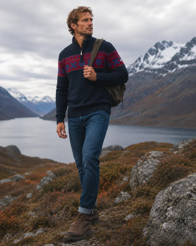 Norwegian Mens Pullover Ullgenser, darkblue