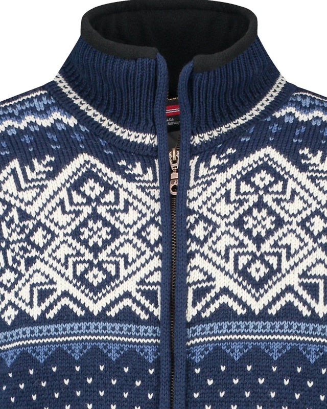 Norwegian cardigan-windstopper in 100% pure wool