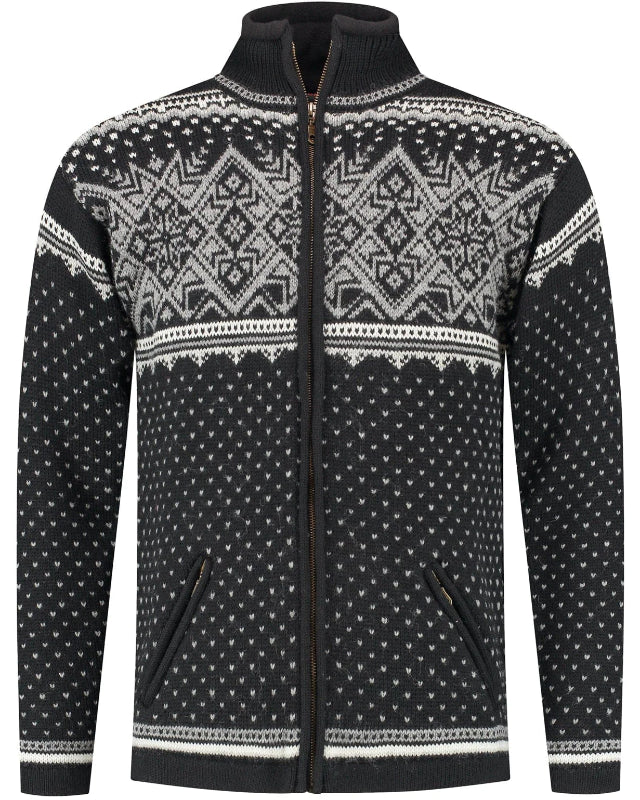 Norwegian cardigan-windstopper in 100% pure wool