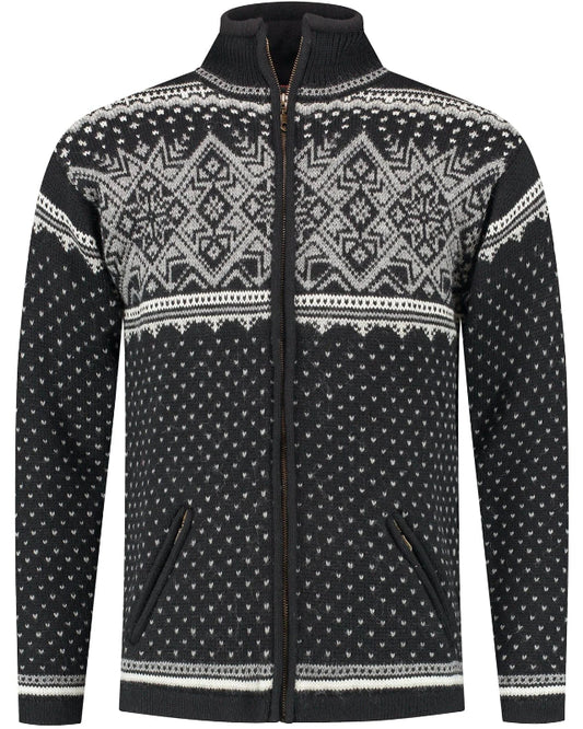 Norwegian cardigan-windstopper in 100% pure wool