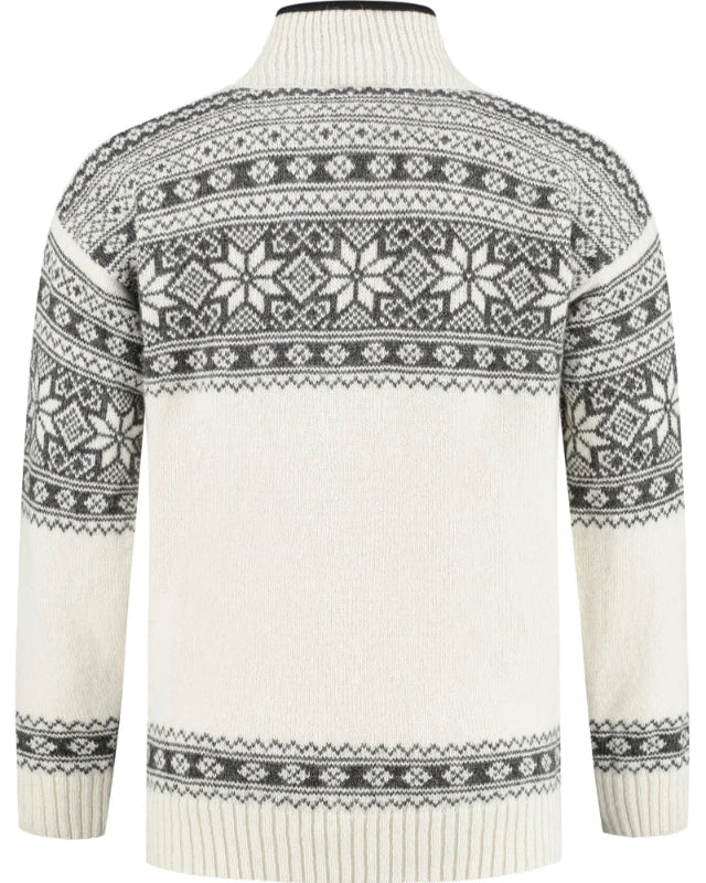 Norwegian sweater in Setesdals design made of 100% pure wool, Ecru