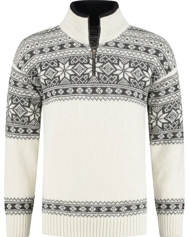 Norwegian sweater in Setesdals design made of 100% pure wool, Ecru