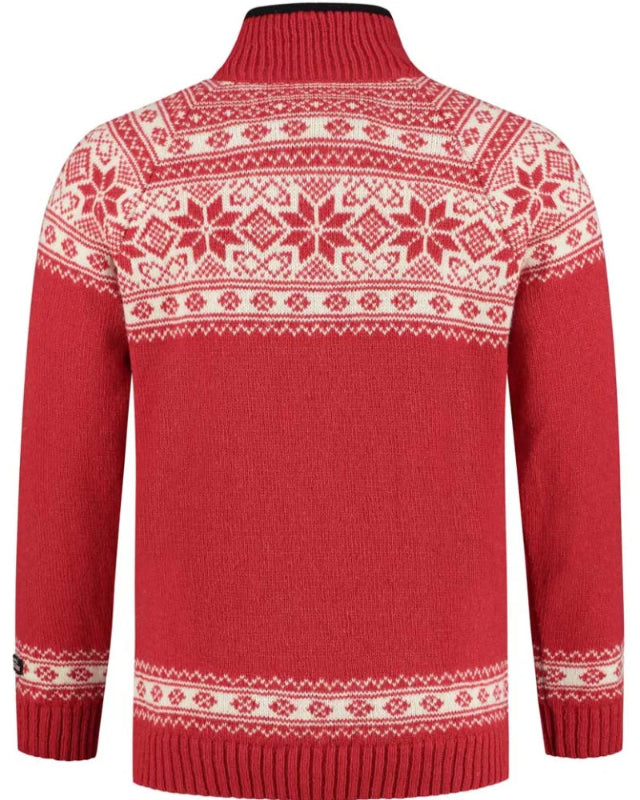 Norwegian sweater in Setesdals design made of 100% pure wool, Red