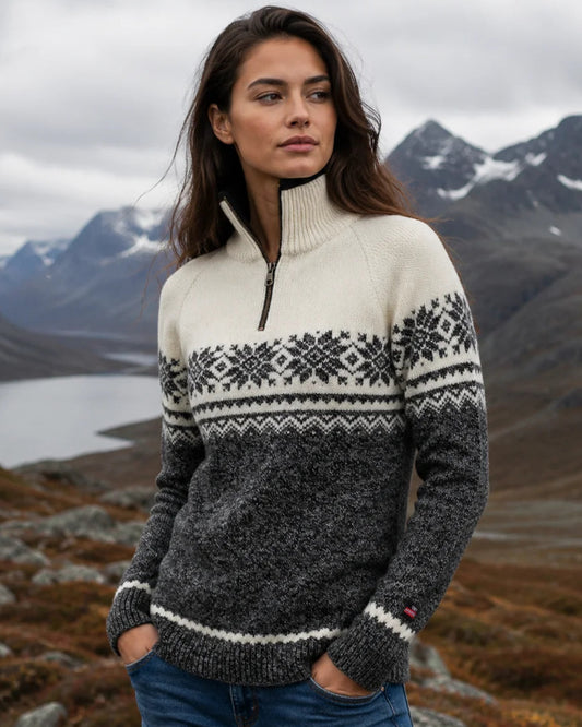 Norwegian women's sweater in Setesdals design, darkgrey