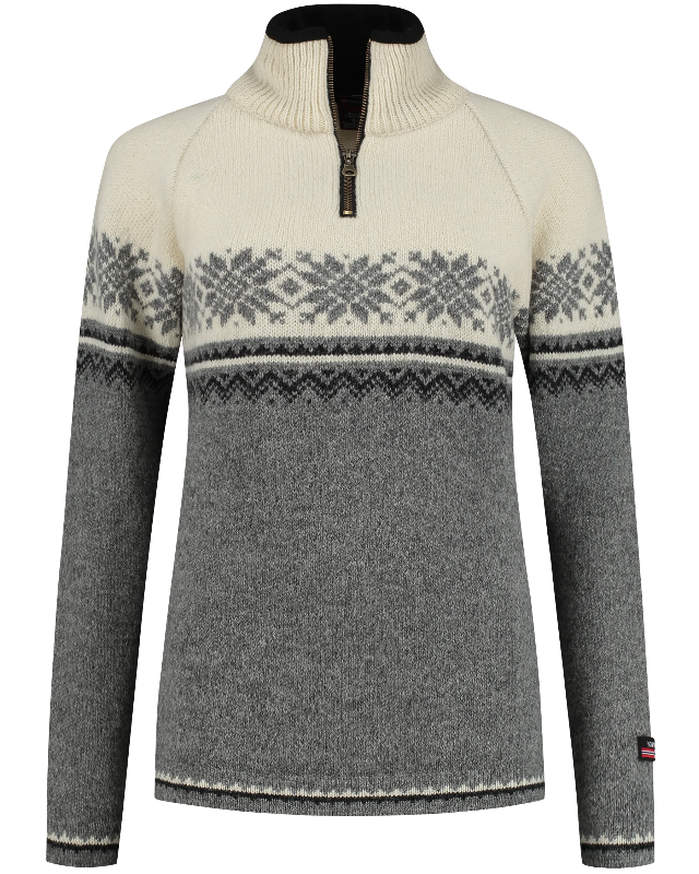 Norwegian women's sweater in Setesdals design, grey