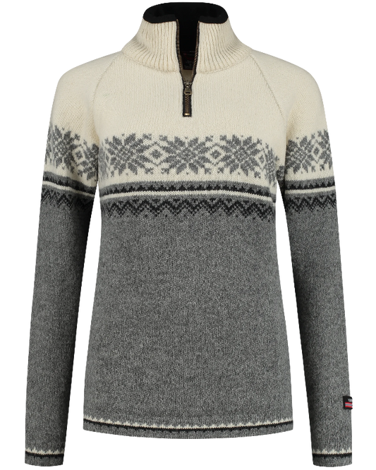 Norwegian women's sweater in Setesdals design, grey