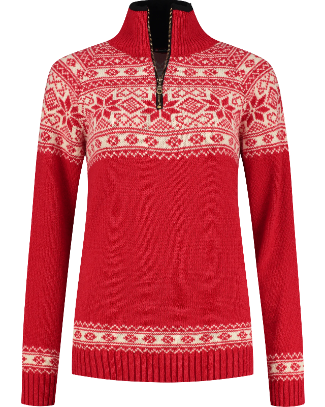 Norwegian women's sweater in Setesdals design, red