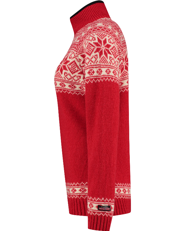 Norwegian women's sweater in Setesdals design, red
