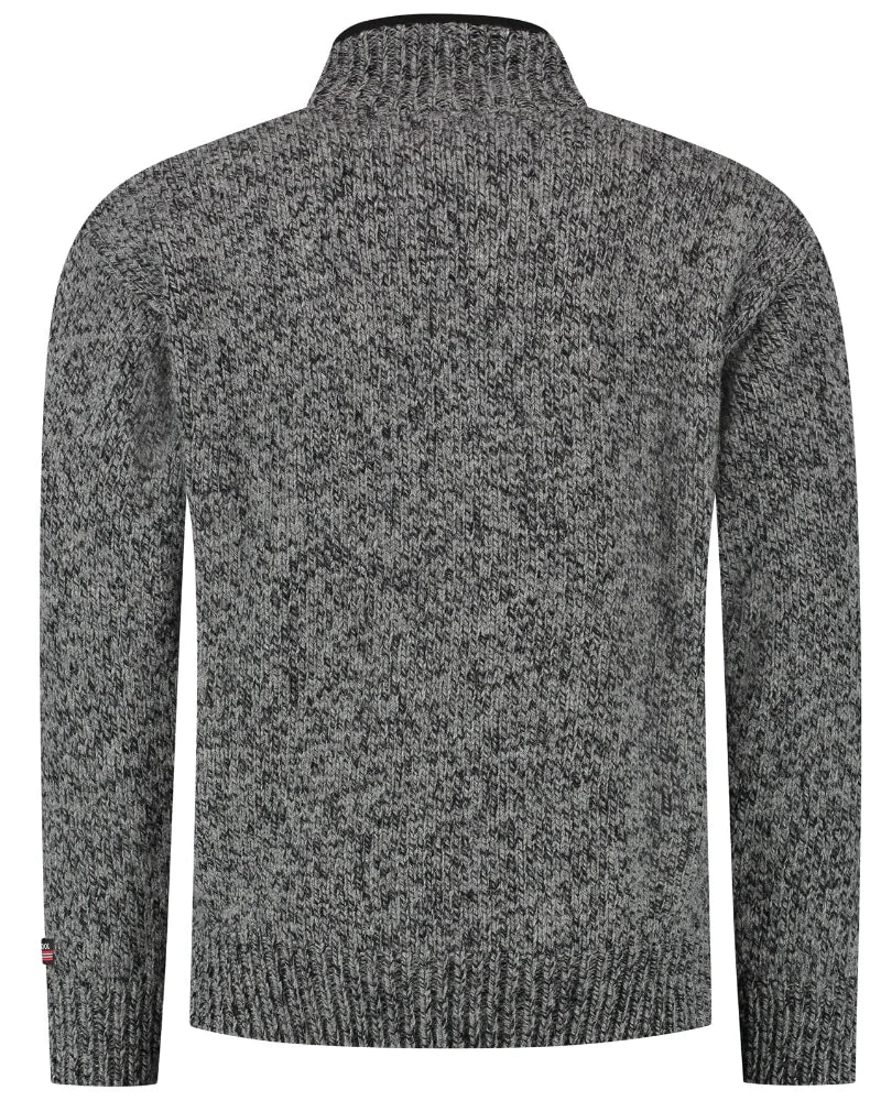 Norwegian zip-up sweater in 100% pure new wool, Grijs