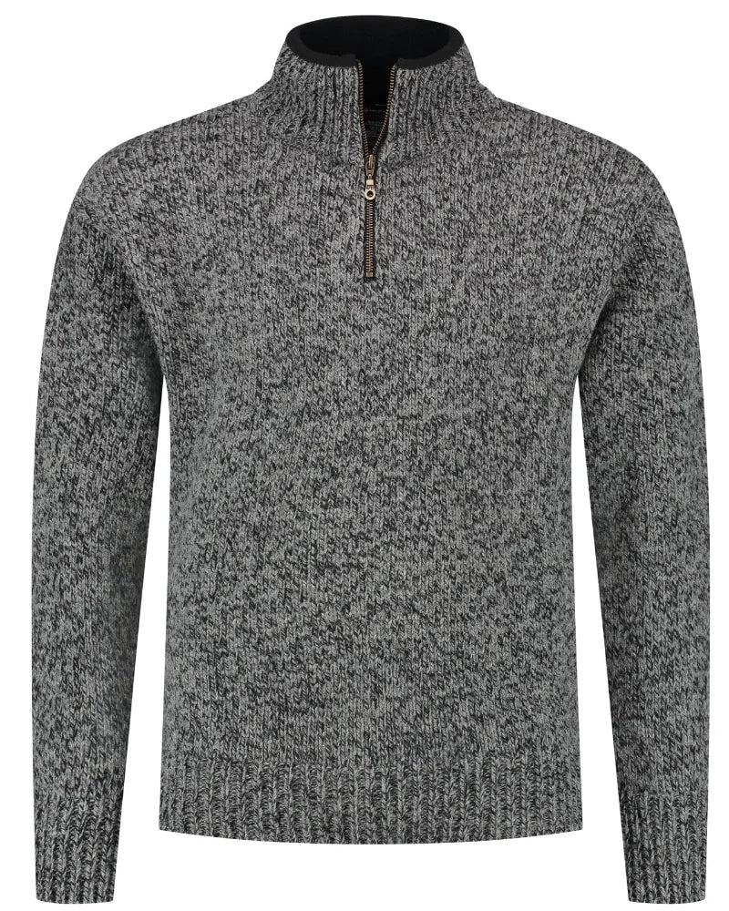 Norwegian zip-up sweater in 100% pure new wool, Grijs