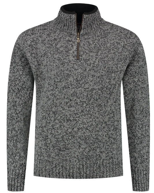 Norwegian zip-up sweater in 100% pure new wool, Grijs