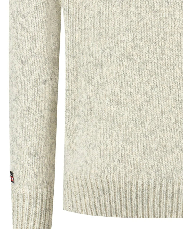 Norwegian zip-up sweater in 100% pure new wool, off-white