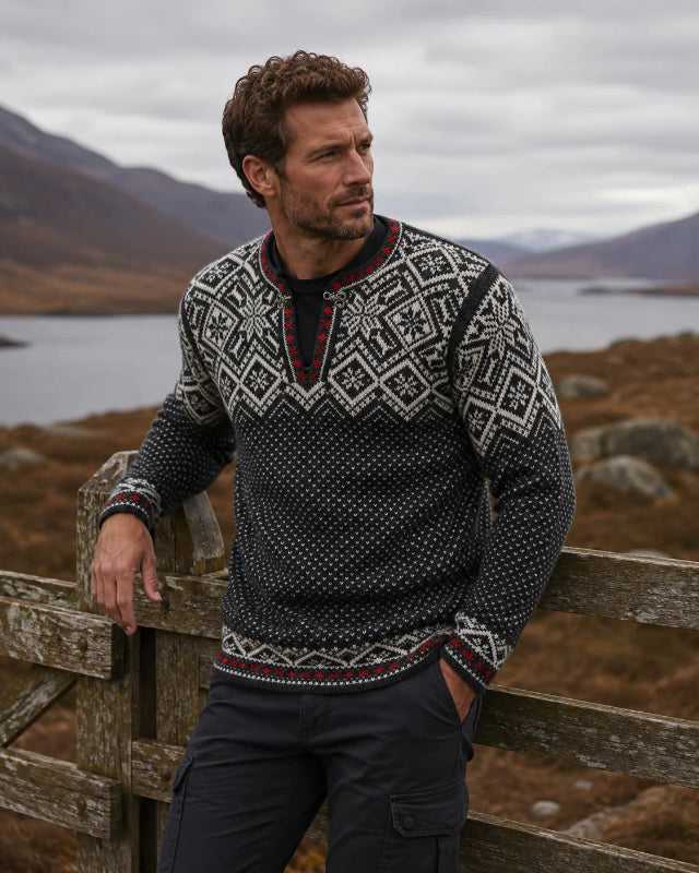 Retro Norwegian sweater, Charcoal