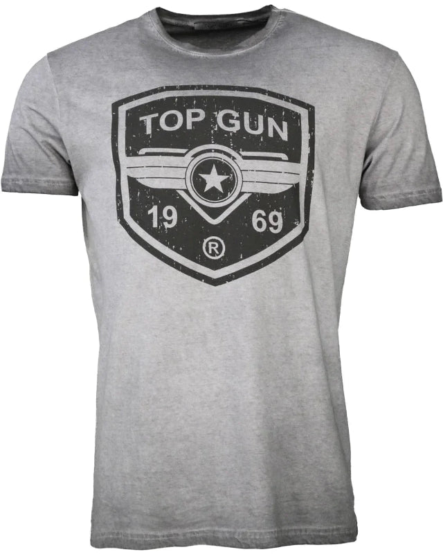 Round-neck cotton T-shirt "Power Shield" Grey