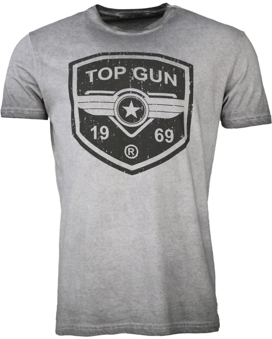 Round-neck cotton T-shirt "Power Shield" Grey