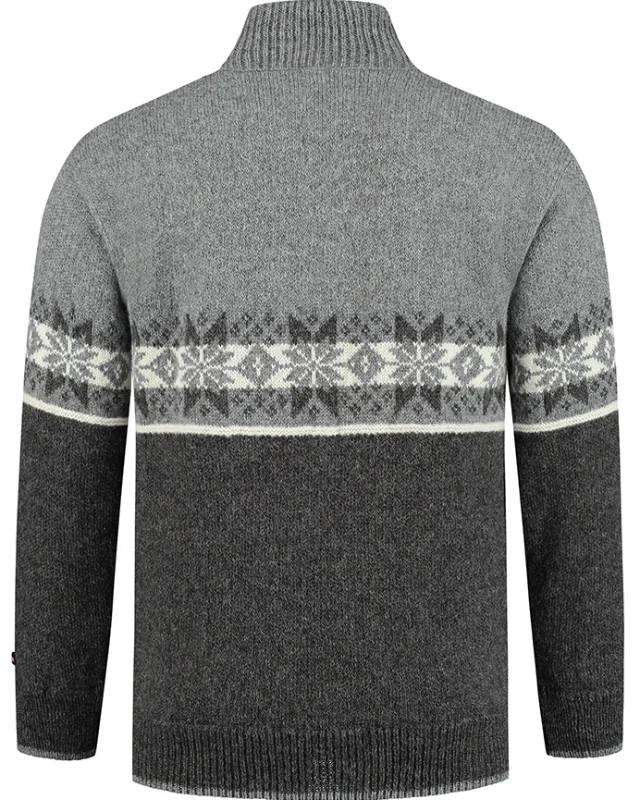 Scandinavian cardigan - 100% pure new Norwegian wool - grey