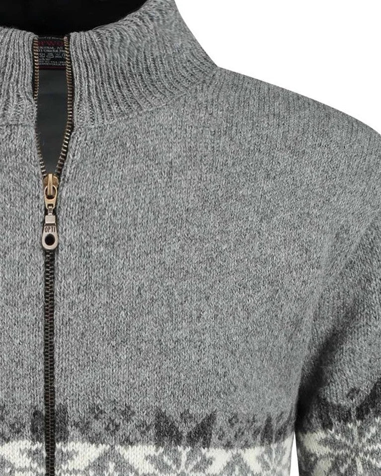 Scandinavian cardigan - 100% pure new Norwegian wool - grey