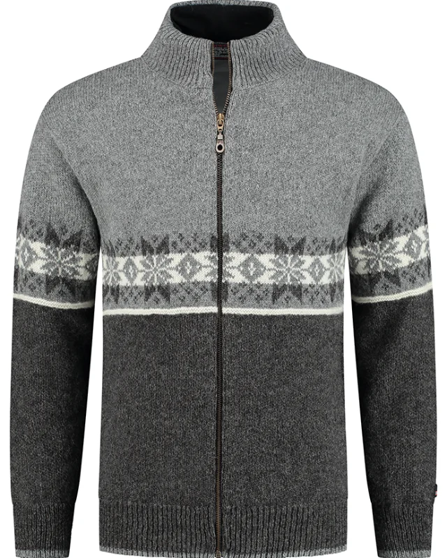 Scandinavian cardigan - 100% pure new Norwegian wool - grey
