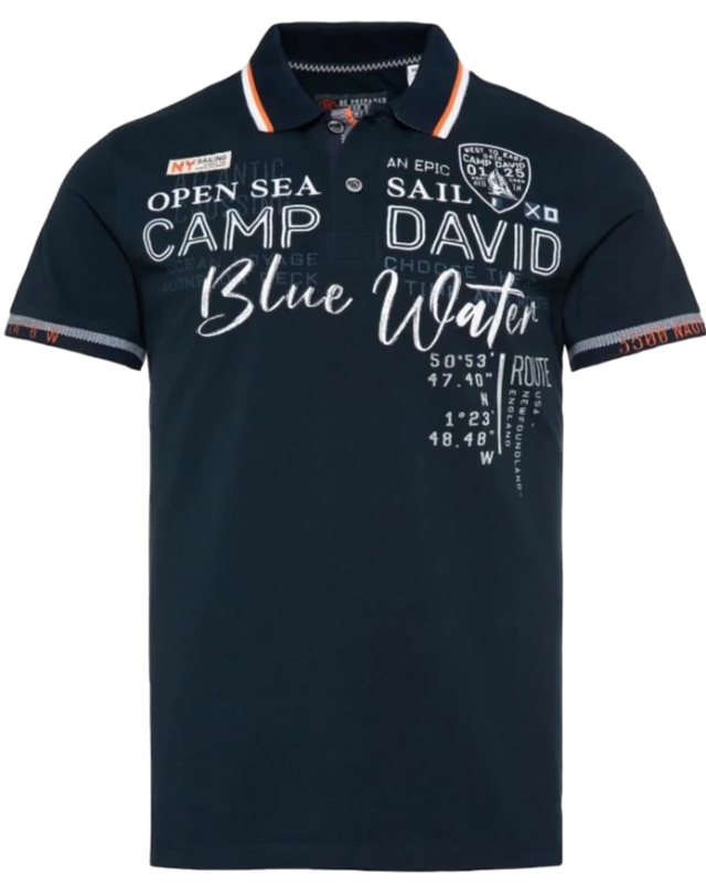 Sophisticated polo shirt with expressive details - Navy blue