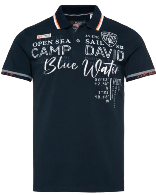Sophisticated polo shirt with expressive details - Navy blue
