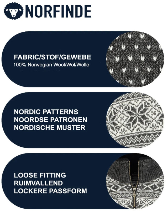 Norfinde Sweater made of 100% pure new Norwegian wool, Grey