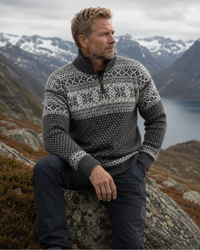Norfinde Sweater made of 100% pure new Norwegian wool, Grey