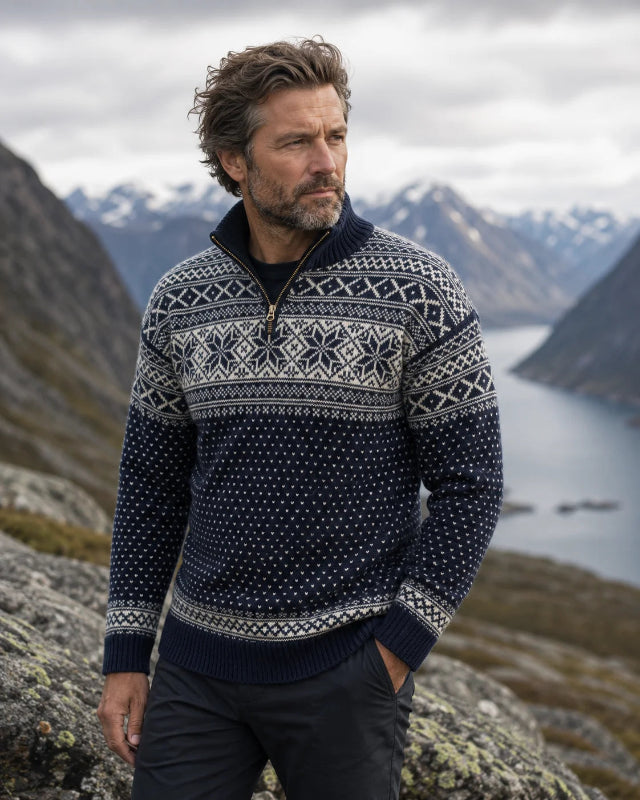 Sweater made of 100% pure new Norwegian wooll, Darkblue
