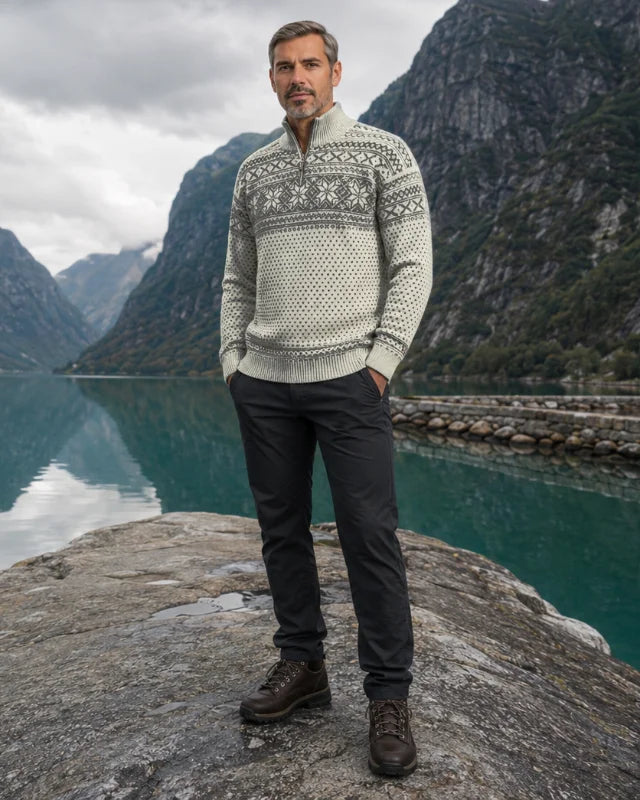 Sweater made of 100% pure new Norwegian wool, Ecru