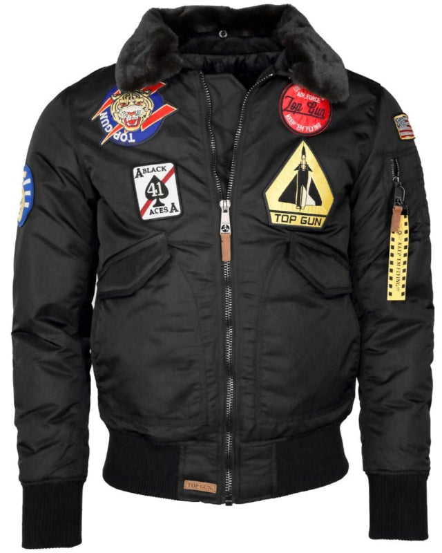 Top Gun Insulated black nylon bomber jacket - Stand out in style