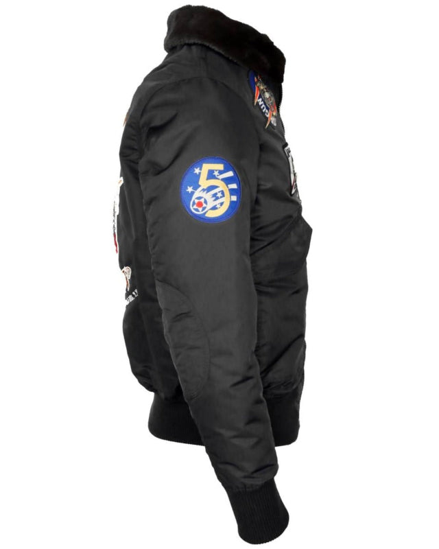 Top Gun Insulated black nylon bomber jacket - Stand out in style