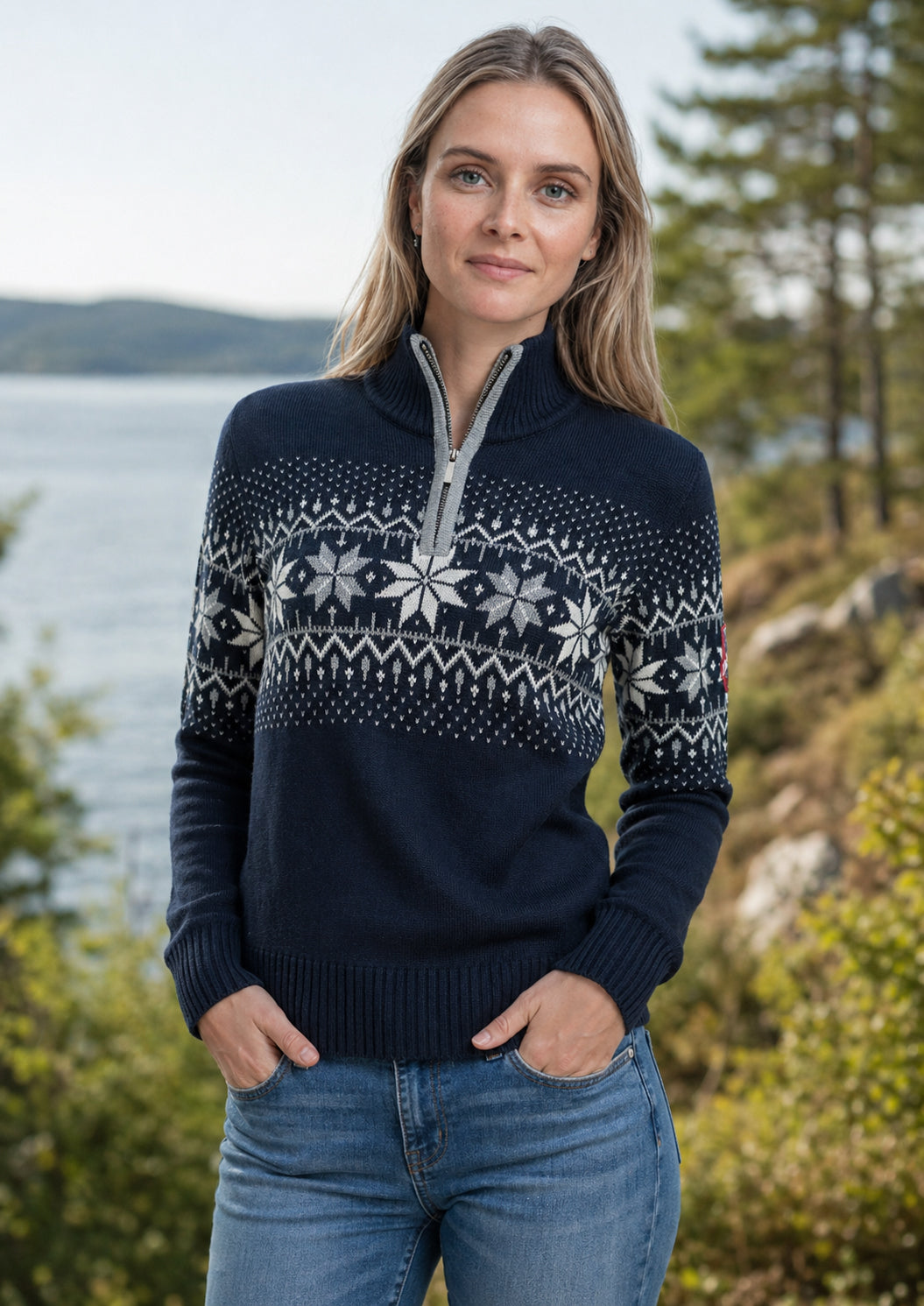 Norwegian Womens Pullover Merino, darkblue