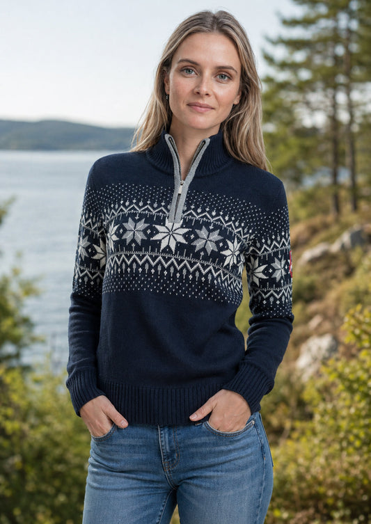 Norwegian Womens Pullover Merino, darkblue