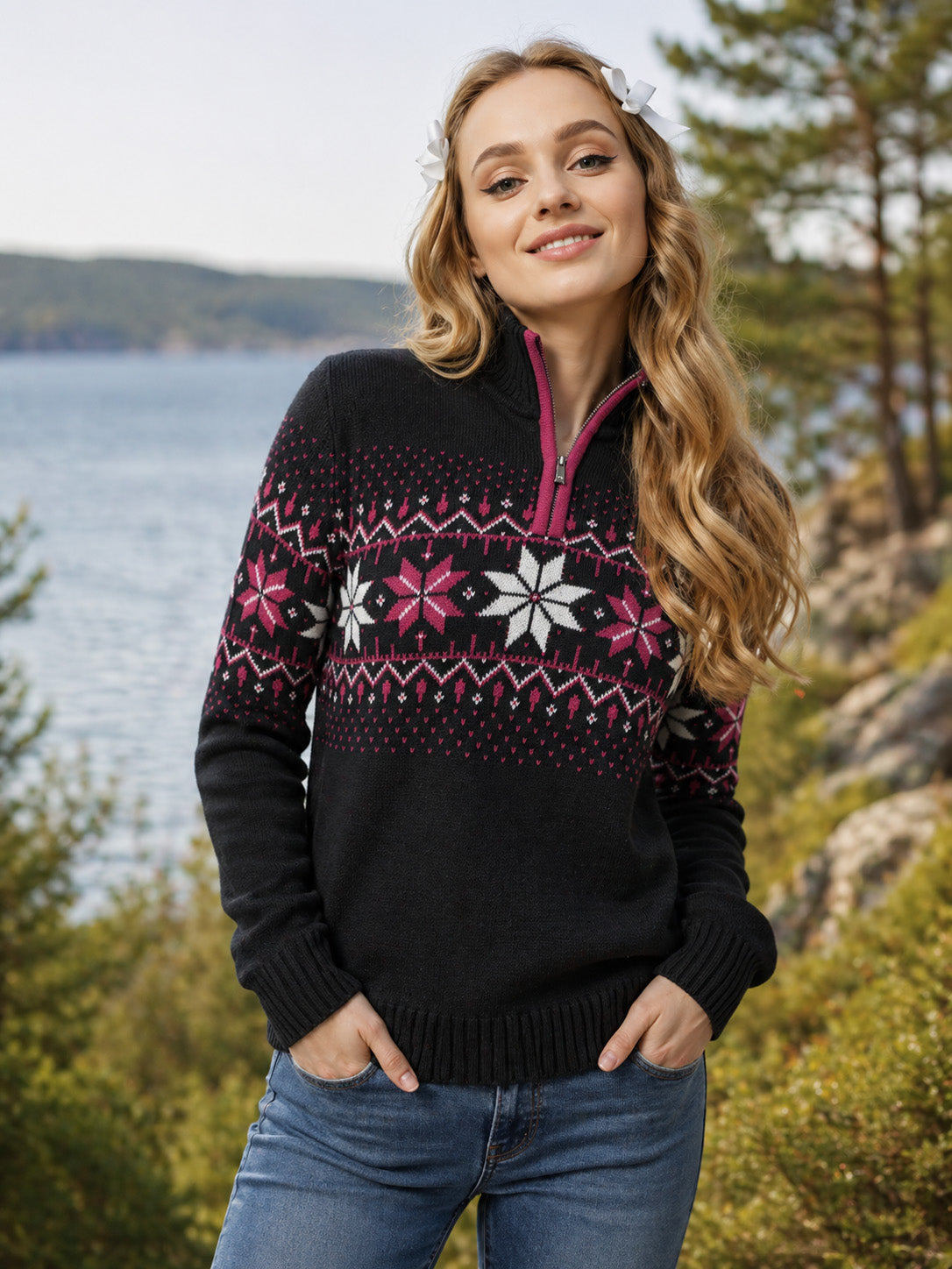 Norwegian Womens Pullover Fargerik, black