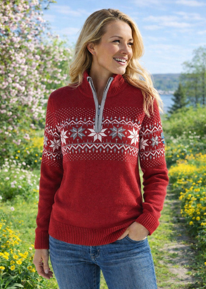 Norwegian Womens Pullover Merino, red