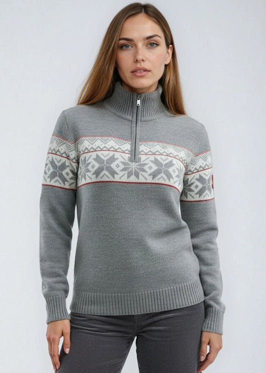 Noorse dames trui Ullgenser- fijn gebreid - Merino wol - grijs