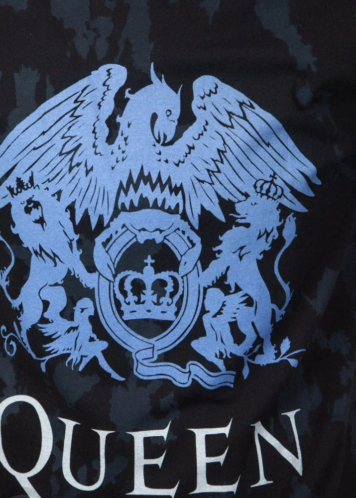 T-shirt Queen "Blue Crest" Dip Dye Black