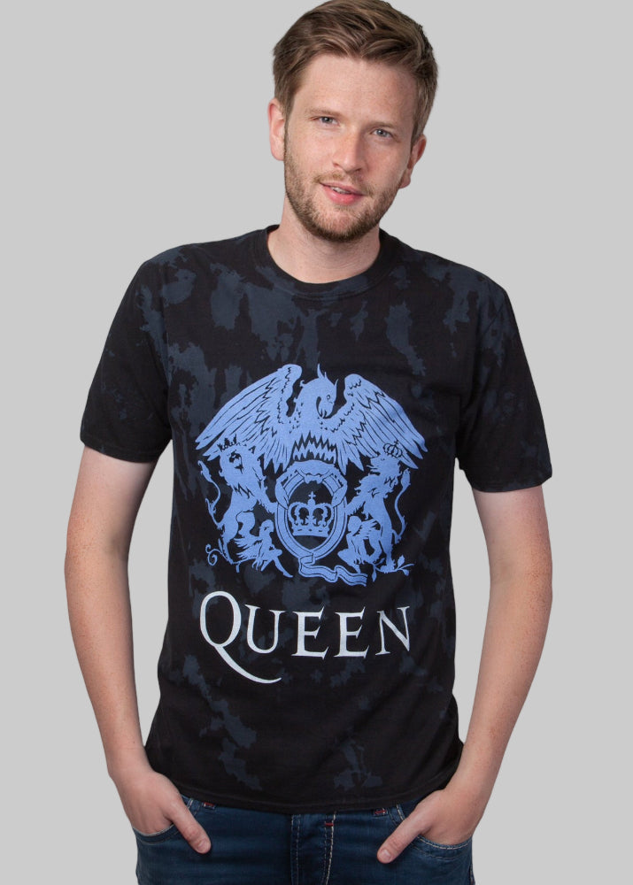 T-shirt Queen "Blue Crest" Dip Dye Black