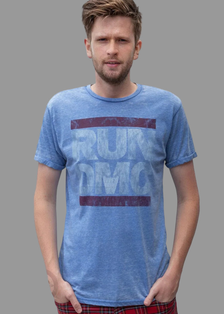 T-shirt Run DMC "Burned out Logo Blue