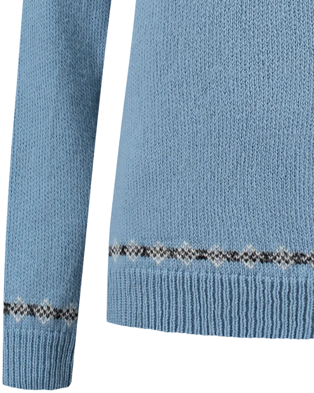 Womens Jumper with zip of 100% pure norwegian wool, blue