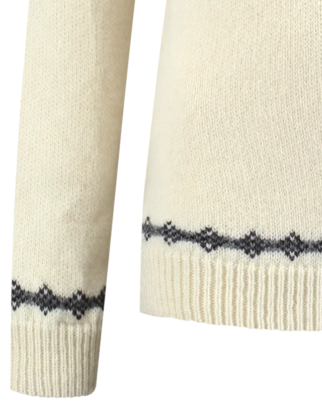 Womens Jumper with zip of 100% pure norwegian wool, off-white