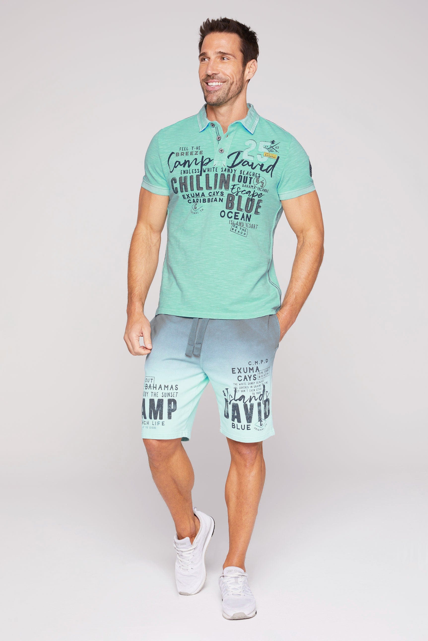 Camp David Poloshirt Beach Life, short sleeves, Cool Mint