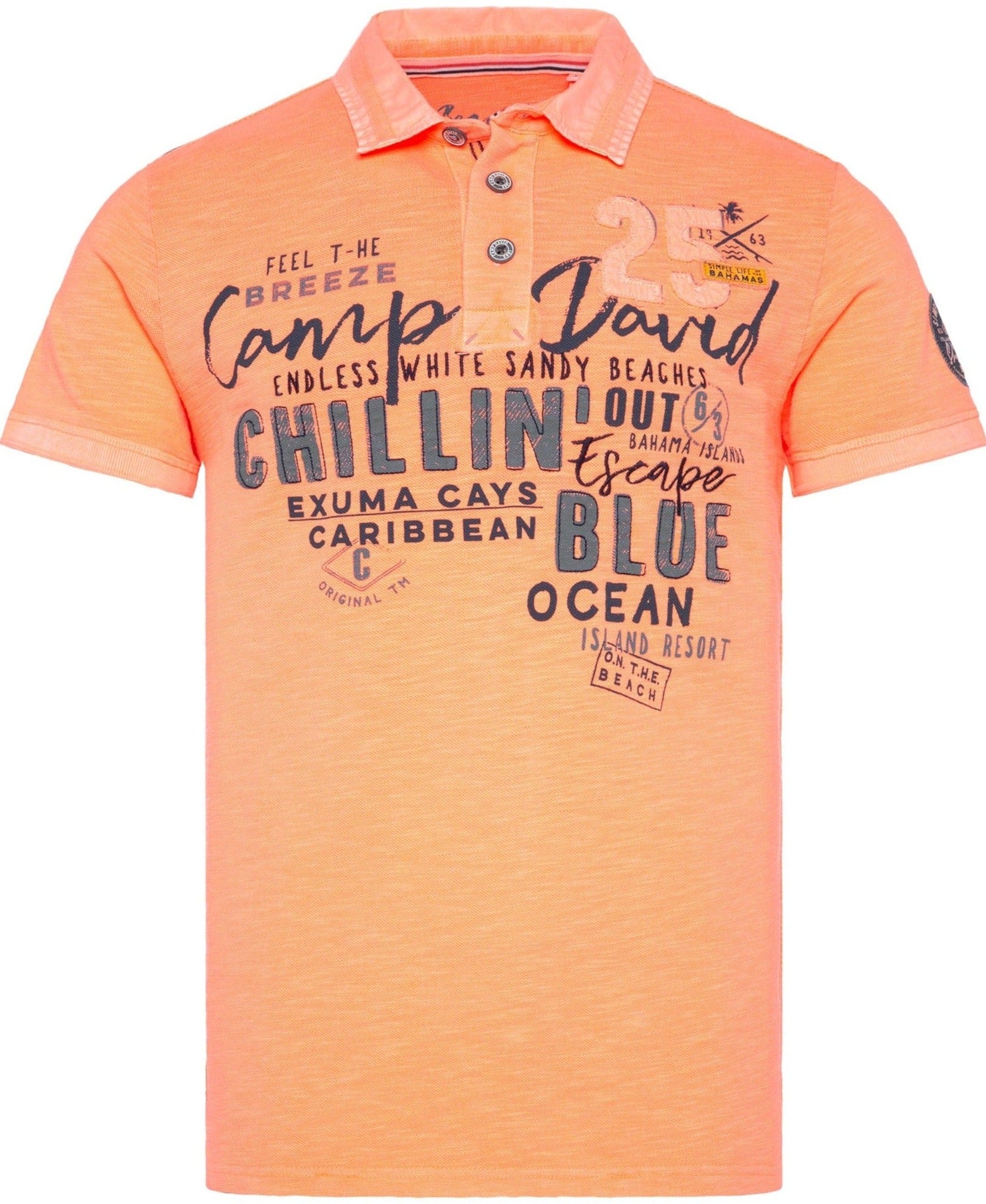 Camp David Poloshirt Beach Life, short sleeves, Sunset Neon